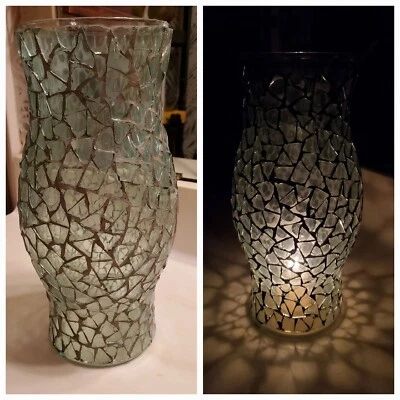Light Green Mosaic Hurrican * Candle Holder * 10.5" tall - Image 1 of 4