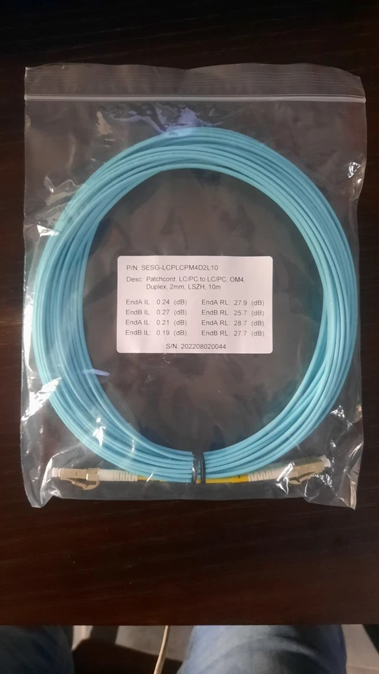 LC-LC OM4 10m Multi mode Duplex 2mm LSZH Fiber Optic patch cable - 1775842 - Image 1 of 1