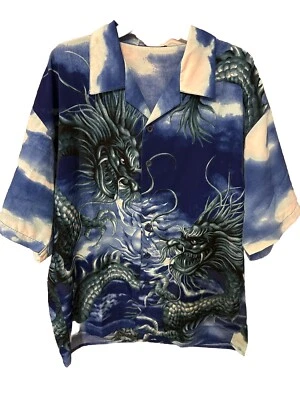 Men’s N&P Sports Wear Blue Dragon Themed Shirt Blue 2XL EUC - Image 1 of 3