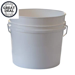 10Pack 3.5 Gallon Plastic Pails noLid Heavy Duty White Paint Bucket Metal Handle - Picture 1 of 12