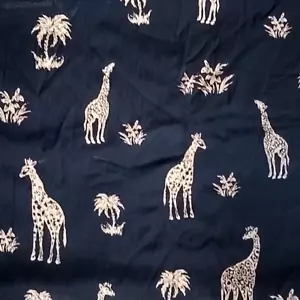 Drapery Fabric Safari Giraffe Palm Print on Black Rayon Texture 58" x 74" 2+Yd - Picture 1 of 6