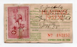 1935 State of California Alameda Hunting License w 1 Dollar Duck Stamp Affixed - Picture 1 of 2