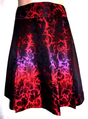 Lane Bryant Women Skirt Plus 16 Red Purple Floral Damask Pleated Holiday A Line - Image 1 of 4