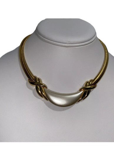 OFF WHITE Collana Choker Ciondolo Firmato Napier Lucite Off Bianco Finta Perla Choker Vintage