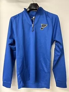 $45 LICENSED Mens SMALL 1/4 Zip ST LOUIS BLUES logo Long Sleeve t-shirt blue - Picture 1 of 4