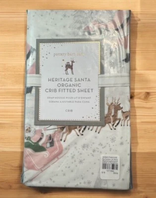 Pottery Barn Kids HERITAGE SANTA BLUSH Crib Toddler Sheet - Image 1 of 4