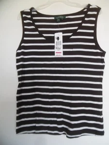 RALPH LAUREN BRAUN WEISS GESTREIFTES GERIPPTES TANK TOP DAMEN GR. 1X NEU - Bild 1 von 3