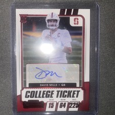 2021 Contenders Draft Picks College Game Ticket Red Davis Mills Rookie Auto RC