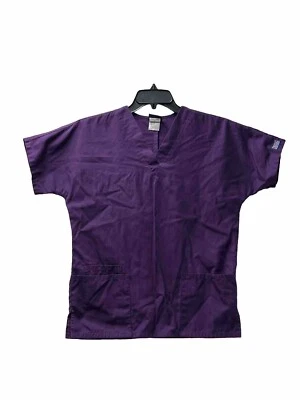 Cherokee Workwear Eggplant Purple Tan Size XS V-Neck Scrub Top Style 4700 - Image 1 of 4