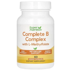 Complete B Complex with L-Methylfolate with Biotin, Pantothenic Acid, Niacin and - Picture 1 of 5