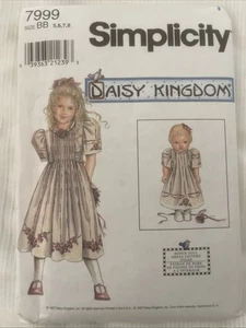 Simplicity 1997 Sewing Pattern 7999 Daisy Kingdom Girl's and 18" Doll Dress 5-8 - Picture 1 of 3