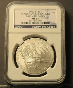 2012  P STARS  SPANGLED BANNER NGC   MS 69 Silver Dollar - Picture 1 of 1