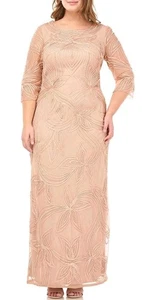 JS Collection Nude Beaded Embellished Sheer Illusion Gown 10 NWT Wedding Pearls - Picture 1 of 13