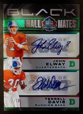 JOHN ELWAY,TERRELL DAVIS-2024 Preto VERDE (#2/10) HALL-MATES DUPLO AUTOMÁTICO/AUTÓGRAFO - Imagem 1 de 4