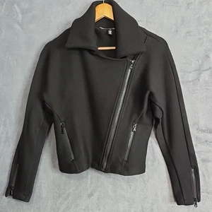 WHITE HOUSE BLACK MARKET Giacca Maglione Moto Nero XS Asym Zip RN 015‐24W32838 - Foto 1 di 16