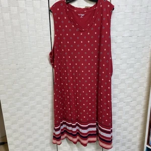 Kim Rogers Size 3X Sleeveless Patriotic Knee Length Cotton Shift Dress V-neck - Picture 1 of 6