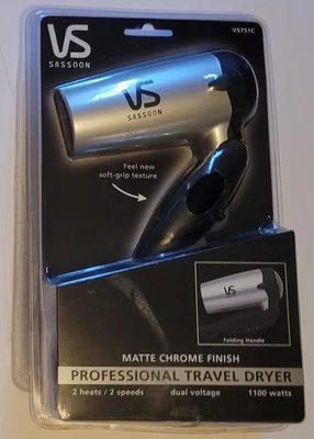 Secadora de viaje Vidal Sassoon compacta de 1100 vatios, doble velocidad (VS751C) nueva/sellada. Foto 1 de 4