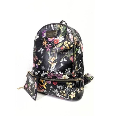 Mochila Marc New York Andrew Marc Estampado Floral con Bolsa a Juego - Negra Foto 1 de 4
