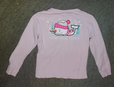 Vineyard Vines Girls Pink Long Sleeve T-Shirt (Winter - Snowman) - Size 6 - GUC - Image 1 of 4