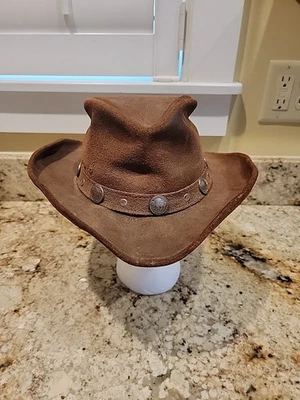 Sombrero The Outback Buffalo Nickel Minnetonka Talla M Marrón Gamuza Cuero Western  Foto 1 de 4