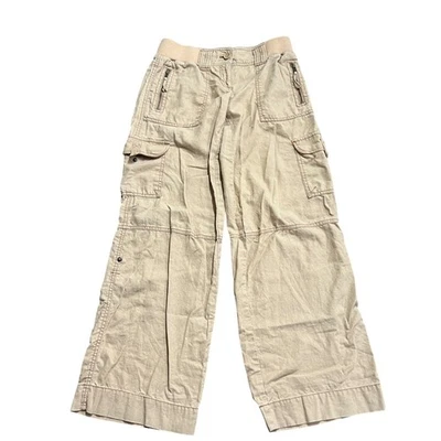 Pantalones capri convertibles Ann Taylor LOFT Marisa mezcla de lino cargo pierna ancha talla 0 Foto 1 de 4