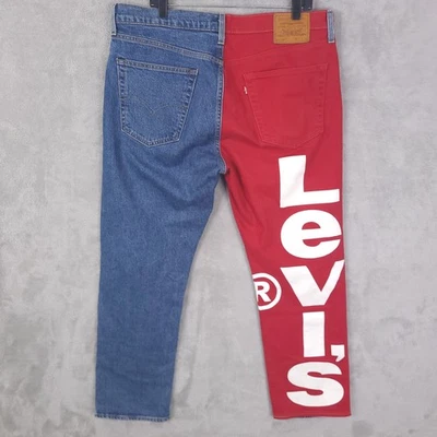 Jeans Levis para Hombres 36x30 Azul Rojo Denim 541 Bloque de Color Deletrear Grande E Y2K Hip Hop Foto 1 de 4