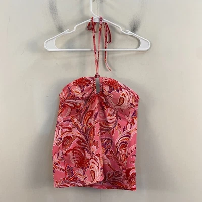 Lauren Ralph Lauren Womens 10 Tankini Top Pink Floral Padded Halter Strap Nylon - Image 1 of 4