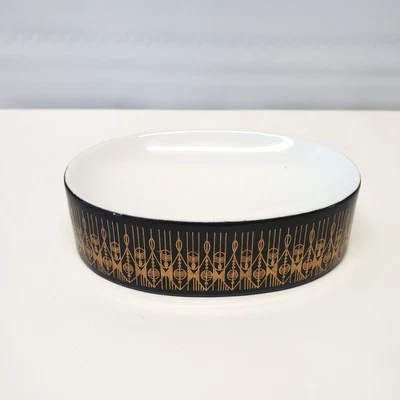 Hans Theo Bauman for Rosenthal Mid Century Ceramic Soap Dish Black and Gold - Image 1 of 4