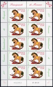 [G3257] Monaco 2001 toy - horses good sheet very fine MNH - Picture 1 of 1
