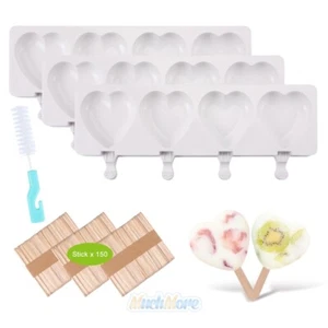 Silicone Popsicle Mold Maker Lolly Tray Pan DIY Frozen Ice Cream Mould w/ Sticks - Picture 1 of 17