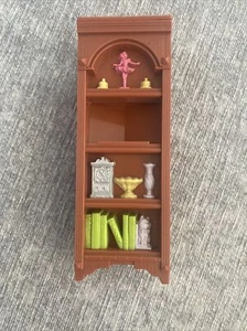 Fisher-Price Loving Family Dollhouse Brown Corner Bookcase Book Shelf Curio - Picture 1 of 2