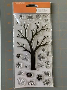 Build-a-Tree Tree Clear Acrylic Stamp Set by Fiskars 23 Stamps 103760-1001 New - Picture 1 of 2