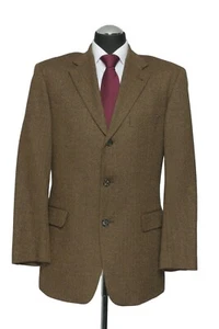 180 23 HUGO BOSS Sakko Jacke Gr. 50 braun sand Fischgrät Einreiher Wolle Seide - Bild 1 von 5