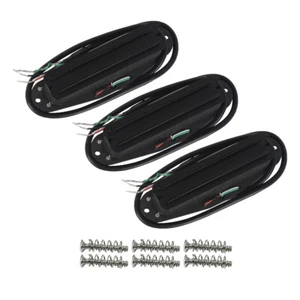 FLEOR SSS ST Alnico 5 Guitar Dual Rail s Pickup Set Neck+Middle+Bridge All Black - Picture 1 of 6