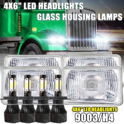 Faros LED 4x6" haz alto-bajo para Kenworth W900 T800 T600A Peterbilt 378 4 piezas Foto 1 de 4