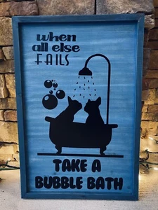 Hundebad Dusche Rahmen Deko Bild für Badezimmer individuell Haustierliebhaber Geschenk rustikal - Bild 1 von 1