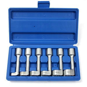 6pc L-Type Diesel Fuel Injector Line Socket Open Ended Ring Wrench Spanner 12pts - Foto 1 di 7