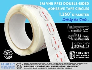 3M VHB RP32 DOUBLE SIDED ADHESIVE CIRCLES, 1.250” DIAMETER, SOLD BY THE CIRCLE! - Picture 1 of 1