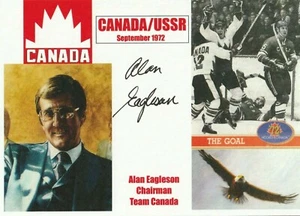 HOCKEY CANADA LEGEND ALAN EAGLESON SIGNED POSTCARD - Picture 1 of 1