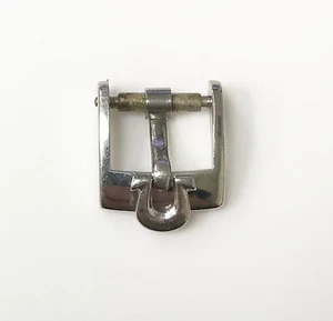 OMEGA ORIGINAL VINTAGE 10MM SILVER TONE STAINLESS STEEL BUCKLE PREOWNED - Picture 1 of 3