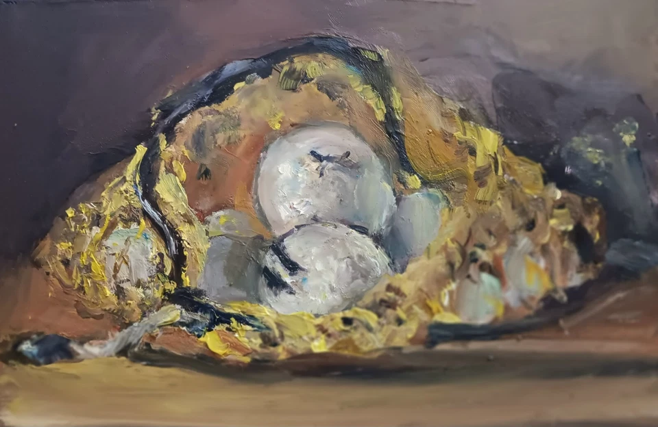 Оригинальная картина маслом, искусство, мячи для гольфа, диапазон, картина маслом, болотный фоксарт 6 на 9 дюймов - Изображение 1 из 1