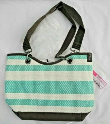 Thirty-One Retirado Lona Crew Mini en Turquesa Paja Raya ~ ¡Nuevo en Paquete! Foto 1 de 4