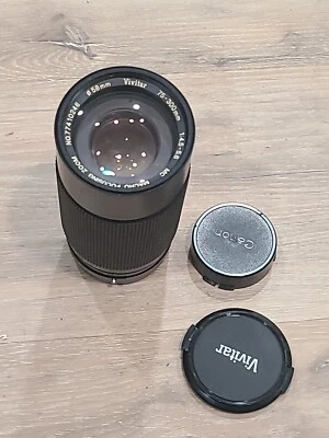Vintage Vivitar  75 - 300mm  f4.5 - 5.6 MC  Macro Focusing  Zoom Lens With Hood - Image 1 of 4