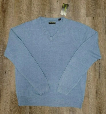 JOHN BARTLETT CONSENSUS NWT Men's Size Medium Blue Long Sleeve V-neck Sweater  - Imagem 1 de 4