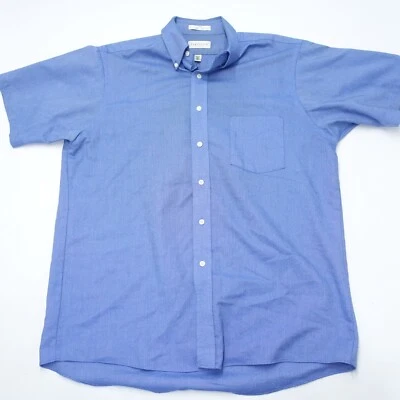 Van Heusen Dress Shirt Men's 16.5 Blue Cotton Wrinkle Free Half Sleeve Formal - Image 1 of 4