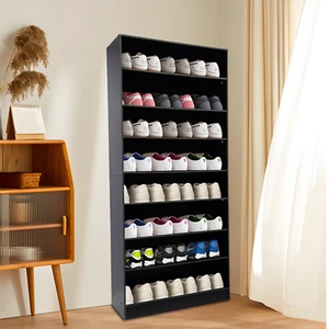 Zapatero de 8 niveles gabinete estante de madera soporte almacenamiento zapatos negro organizador puerta - Imagen 1 de 24