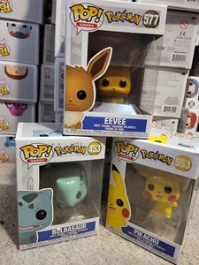 Pokémon Funko Pop Lot - Pikachu Bulbasaur Eevee - Guaranteed Auth - Exc Cond - Picture 1 of 1