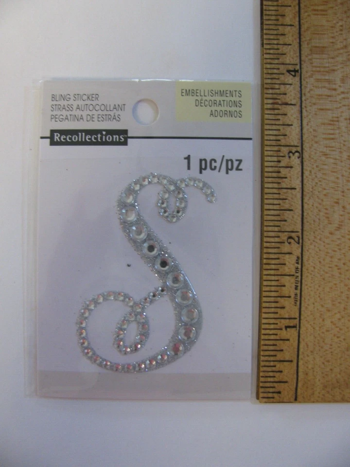 Recollections MONOGRAM S Bling Sticker 1 Piece NOS - Image 1 of 1
