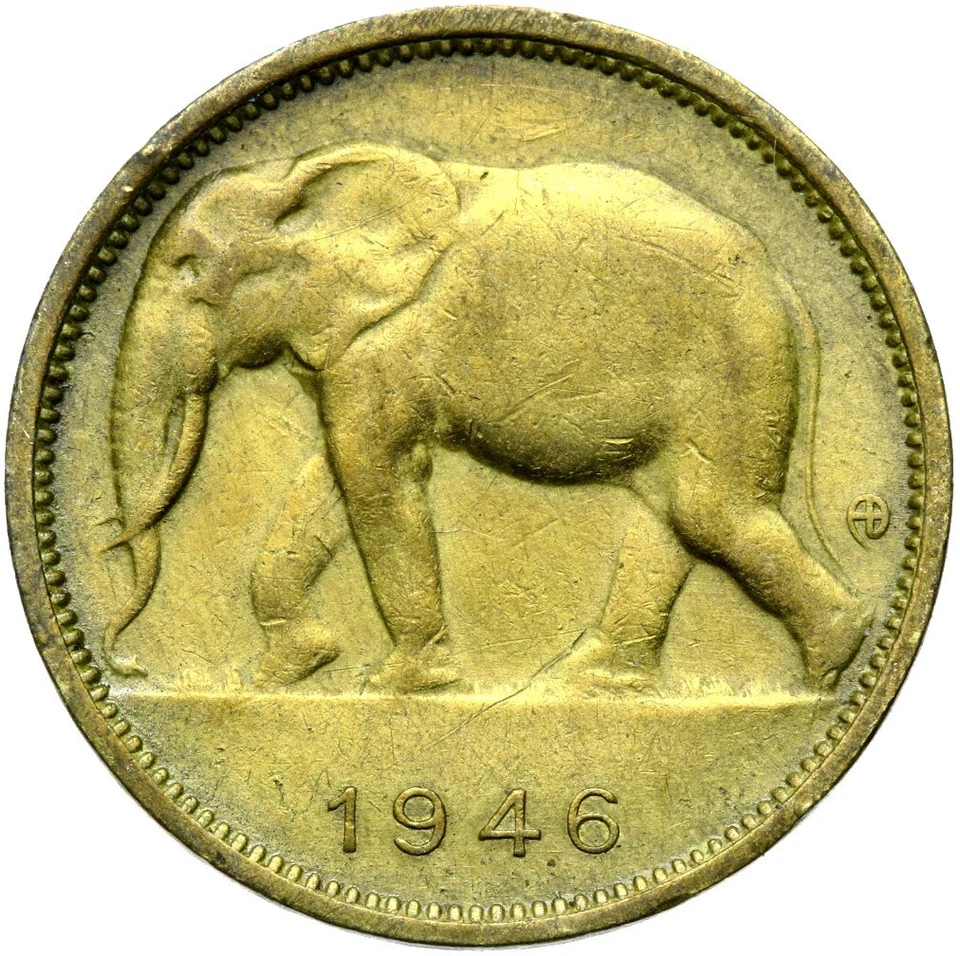 Belgian Congo-Congo-1 Franc Franc 1946-ELEPHANT-CONDITION! - Image 1 of 2