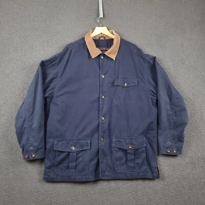 Vintage OLD NAVY Jacket Mens XL Blue Barn Coat Canvas Chore Hunting Cord Collar - Image 1 of 4